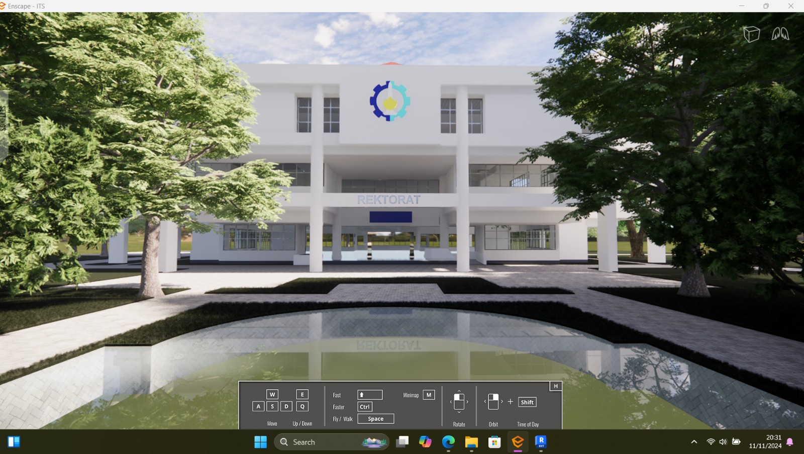 gambar 3d modeling rektorat dan masjid intitut teknologi sepuluh november 2