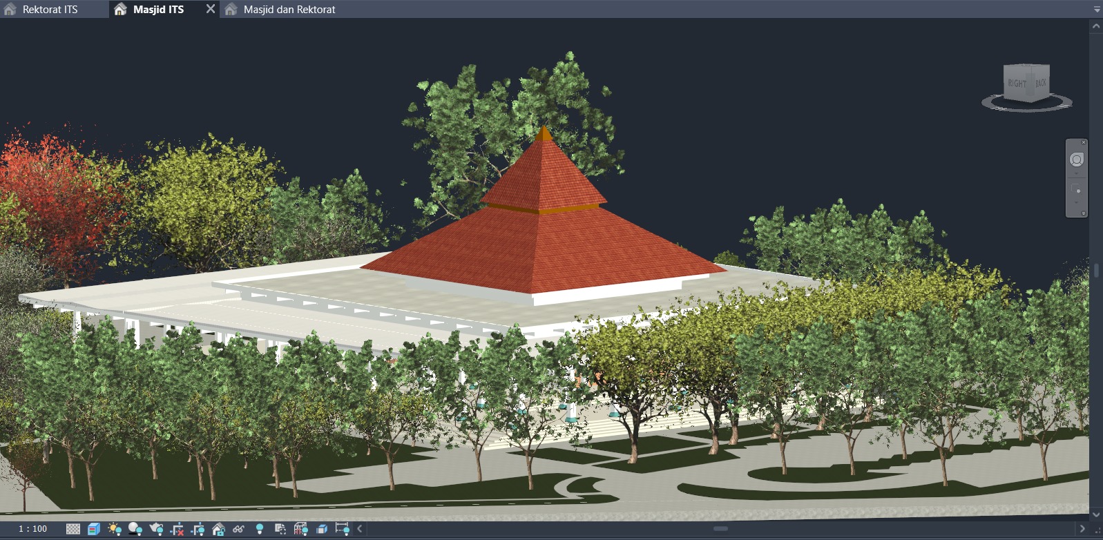 gambar 3d modeling rektorat dan masjid intitut teknologi sepuluh november 6