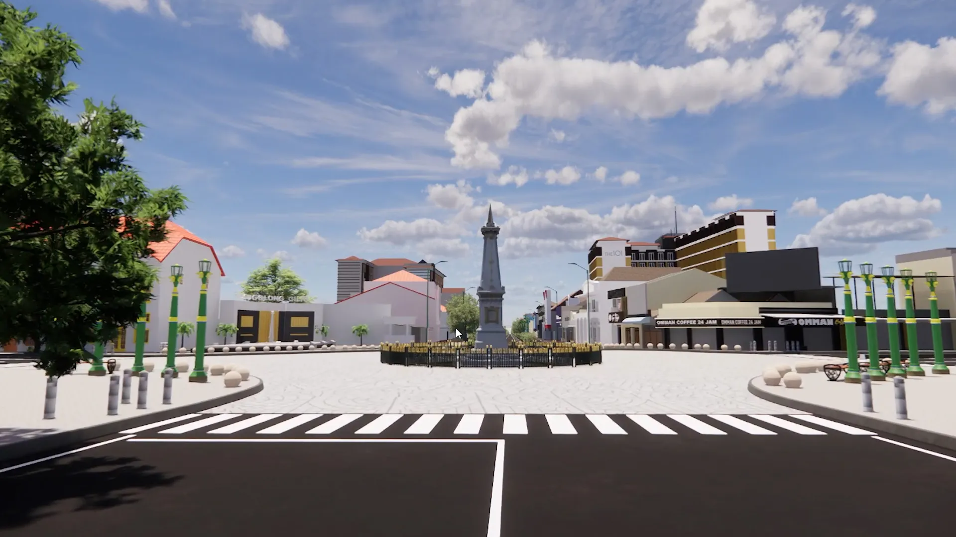 gambar 3d modeling kawasan sumbu filosofi tugu jogja