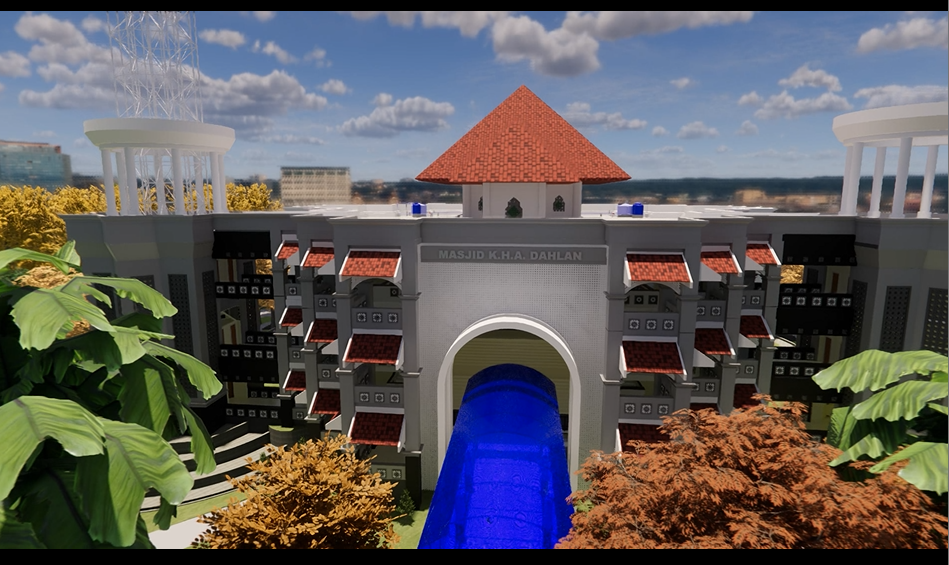 gambar 3d modeling masjid Kh.Ahmad dahlan universitas muhammadiyah yogyakarta