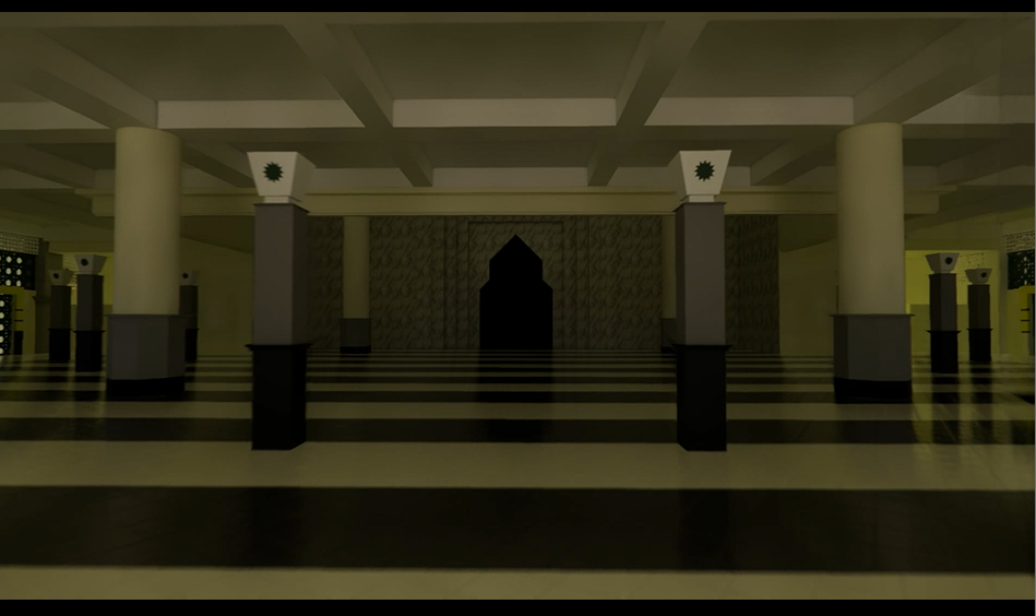 gambar 3d modeling masjid Kh.Ahmad dahlan universitas muhammadiyah yogyakarta 2