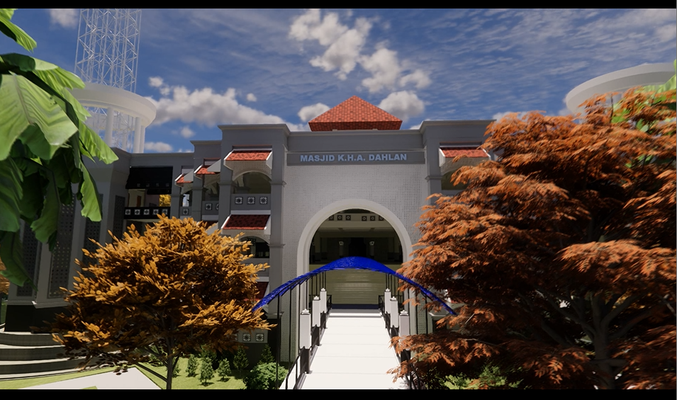 gambar 3d modeling masjid Kh.Ahmad dahlan universitas muhammadiyah yogyakarta 3