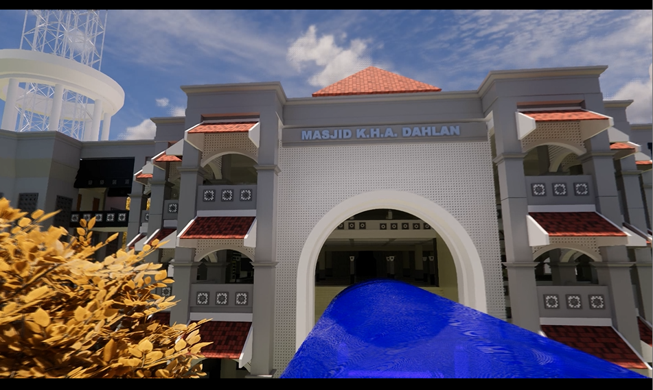 gambar 3d modeling masjid Kh.Ahmad dahlan universitas muhammadiyah yogyakarta 5